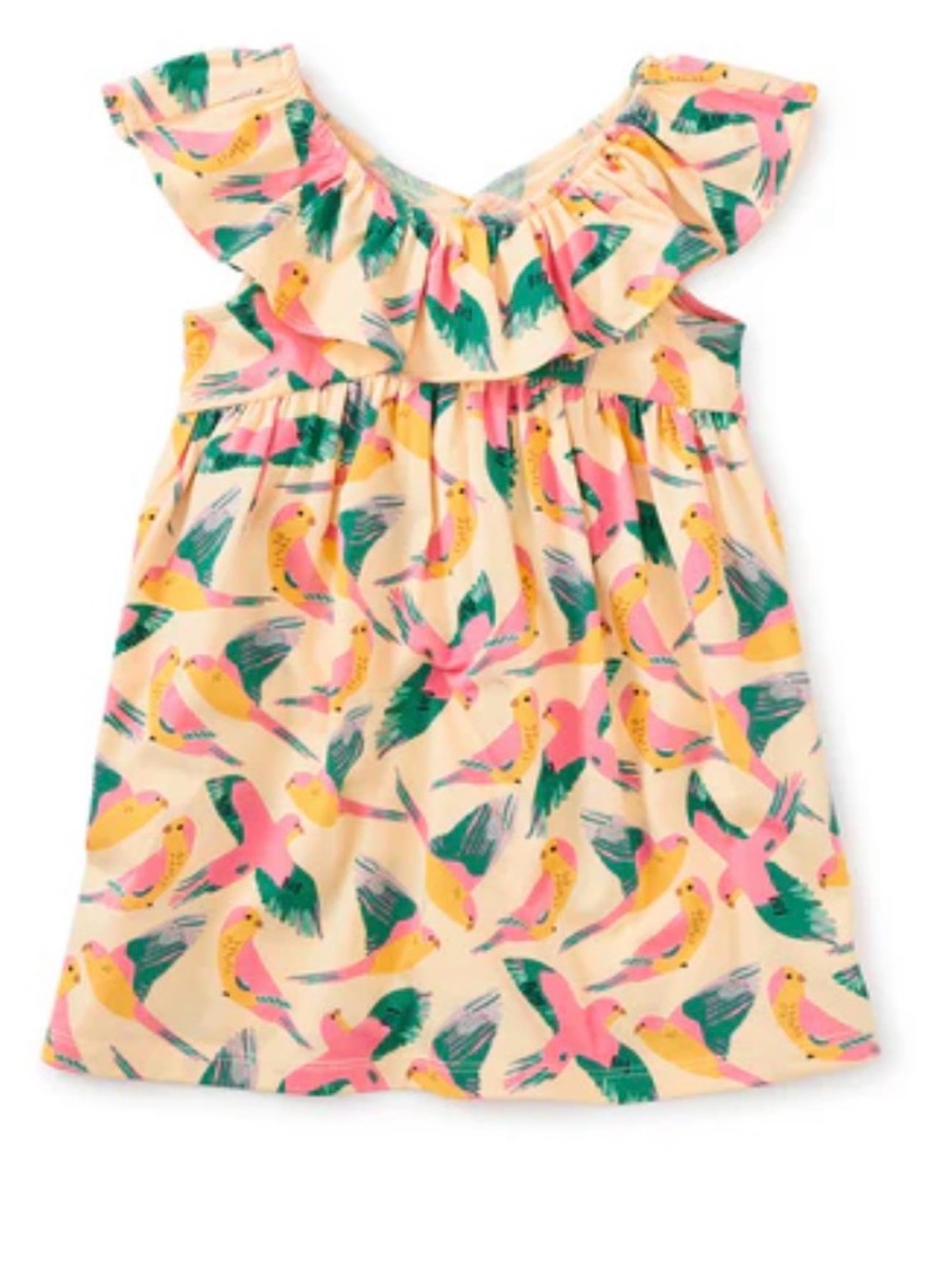Tea Collection Ruffle Neck Baby Dress Parrot Polka Dot 18-24 month